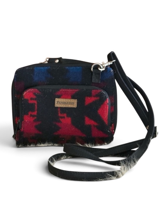 Pendleton Handbags - Pendleton ‘Diamond Desert’ Red, Black & Blue Wool Patterned Crossbody Bag